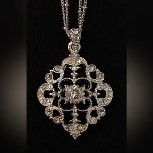 Vintage Silver Lace Pendant Necklace